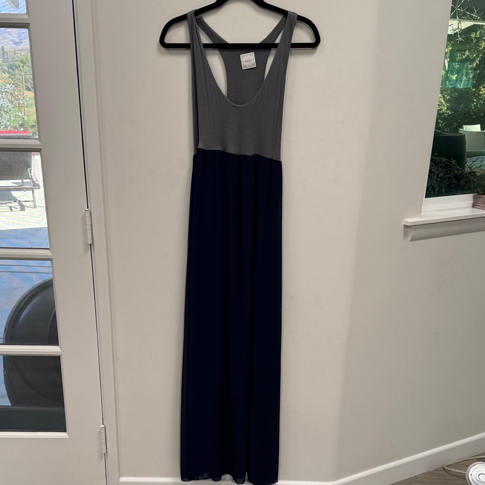 NYMPHE Gray and Navy Maxi Dress